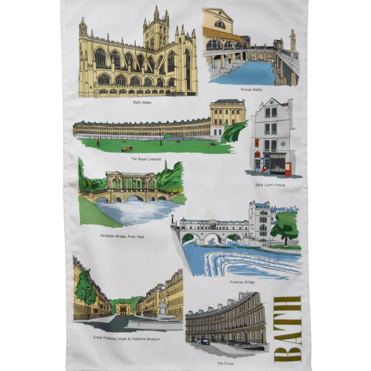 Bath Landmarks Tea Towel