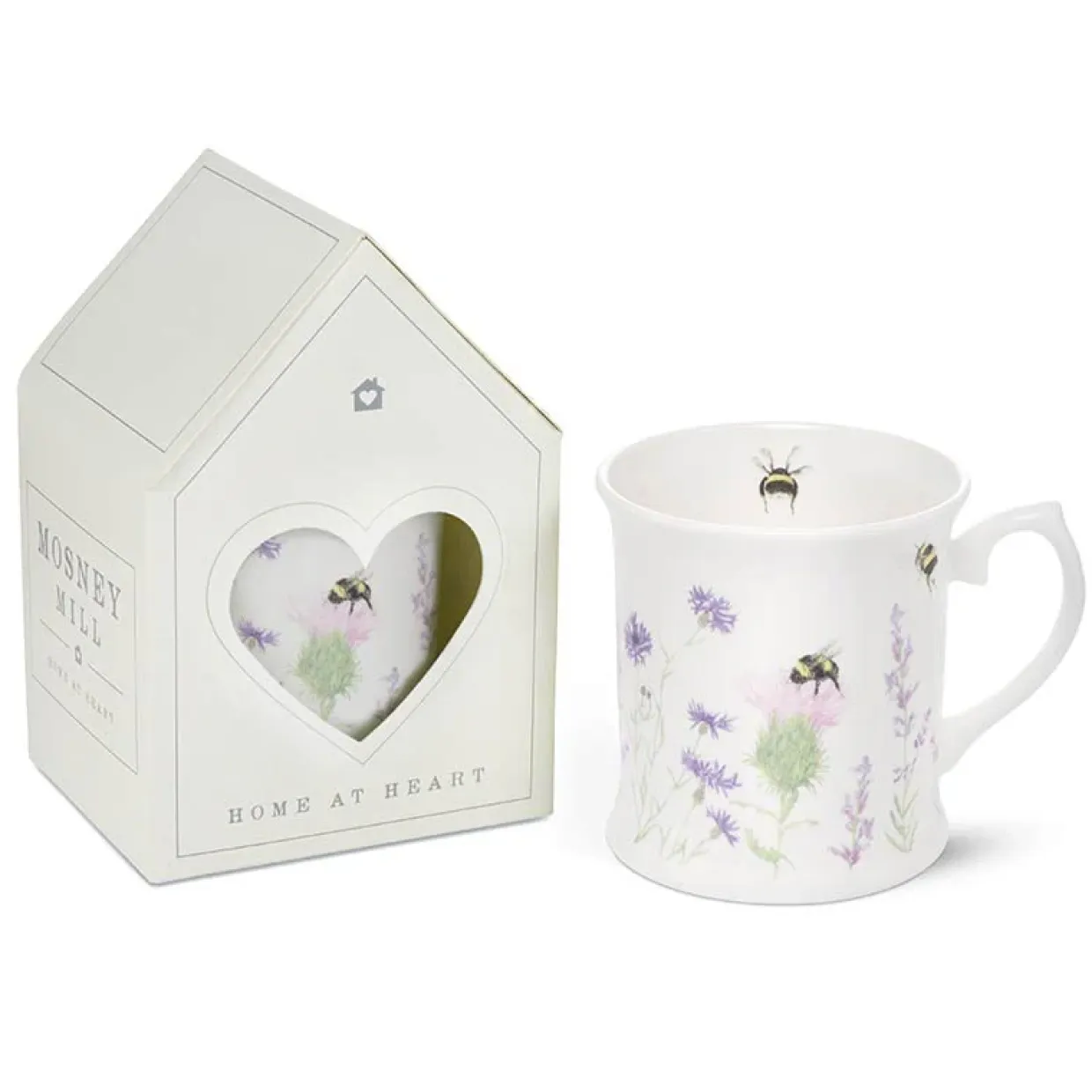 Bee & Flower White China Mug