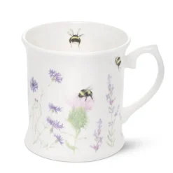 Bee & Flower White China Mug