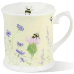 Bee & Flower Yellow China Mug