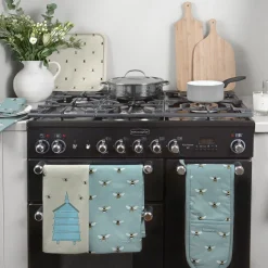 Bees Teal Tea Towel Set Of 2