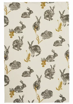 Block Print Rabbit Tea Towel