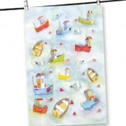 Boats Afloat Tea Towel