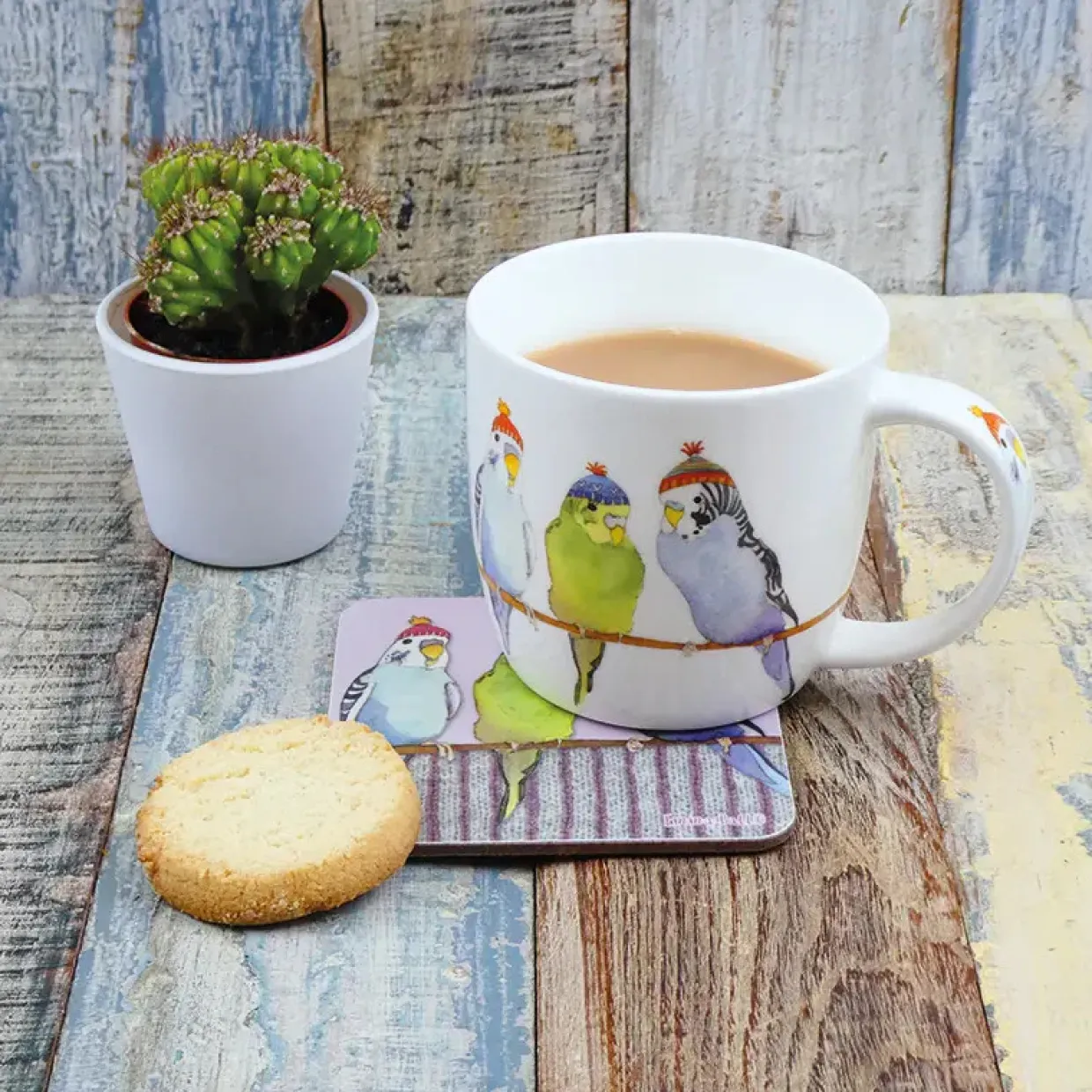 Budgies In Beanies Bone China Mug (Boxed)