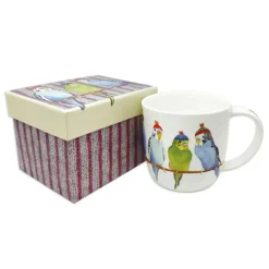 Budgies In Beanies Bone China Mug (Boxed)