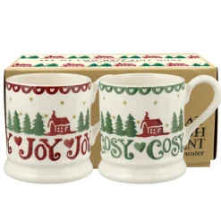 Christmas Cabin Set Of 2 Half Pint Mugs