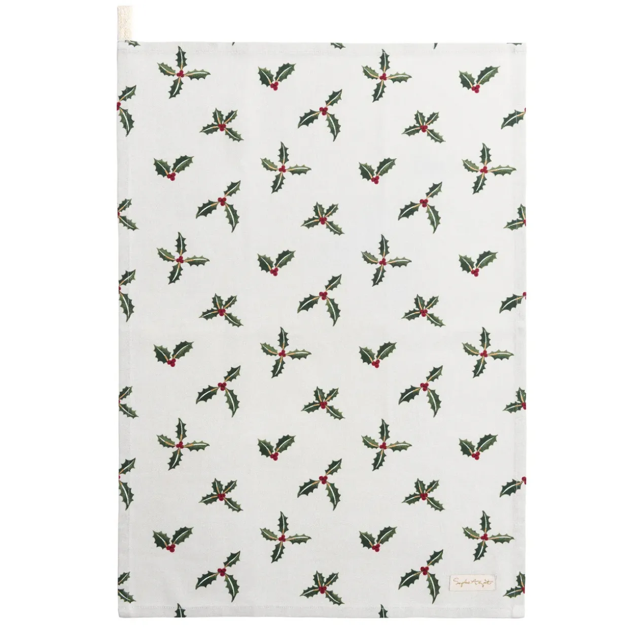 Christmas Holly & Berry Set Of 2 Tea Towels