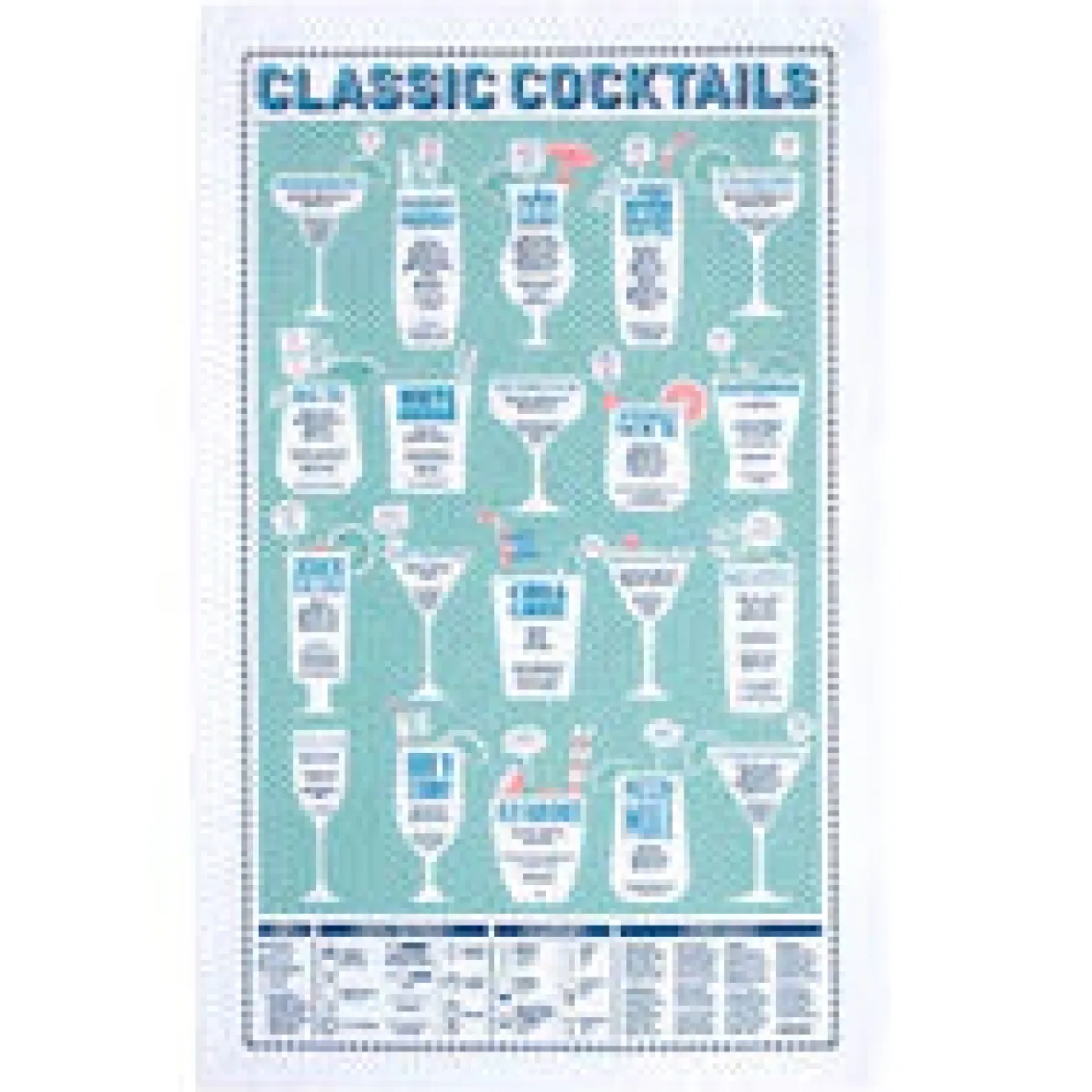 Classic Cocktails Tea Towel
