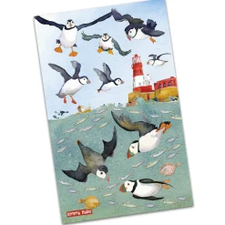 Diving Puffins Tea Towel