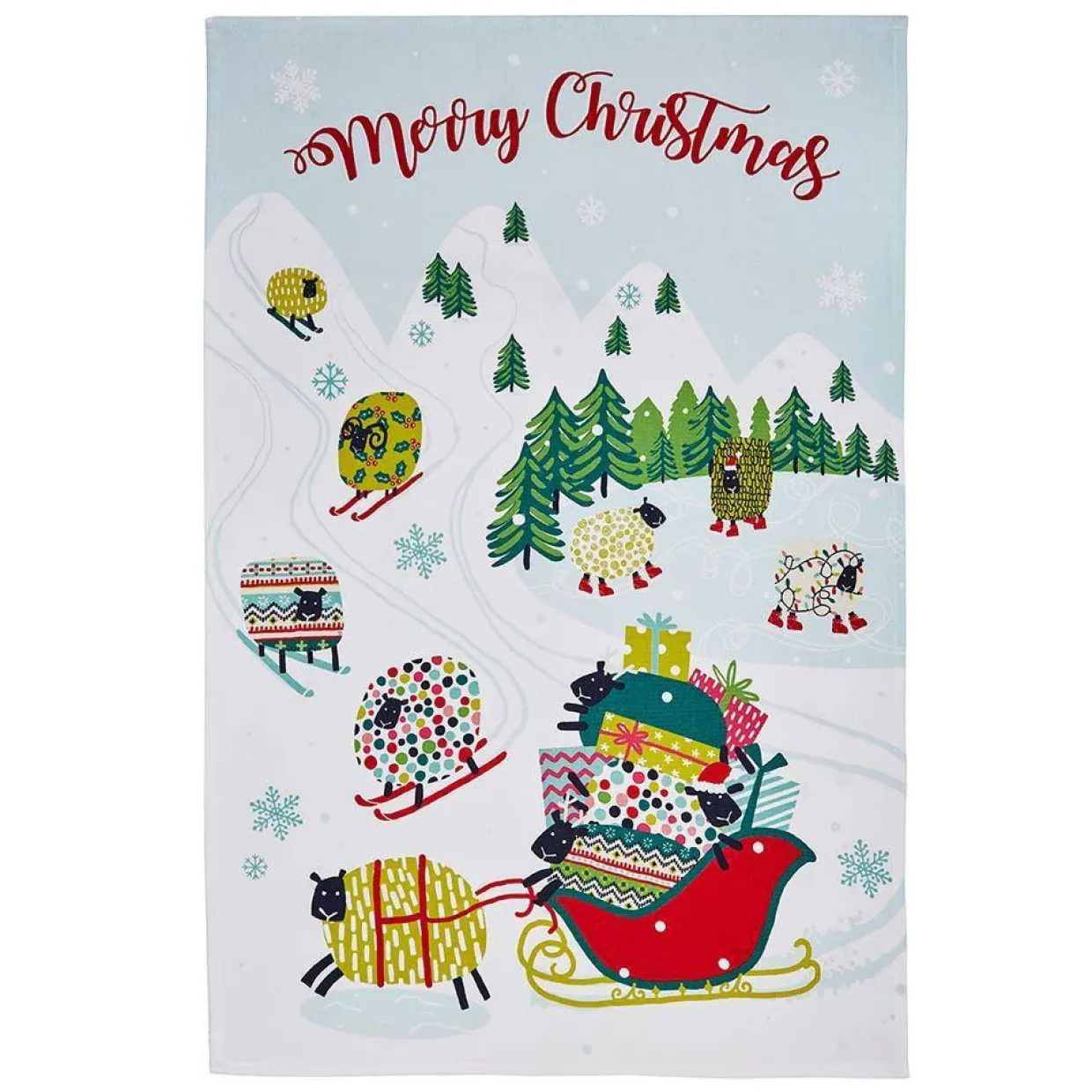 Dotty Dashing Through The Snow Cotton Tea Towel