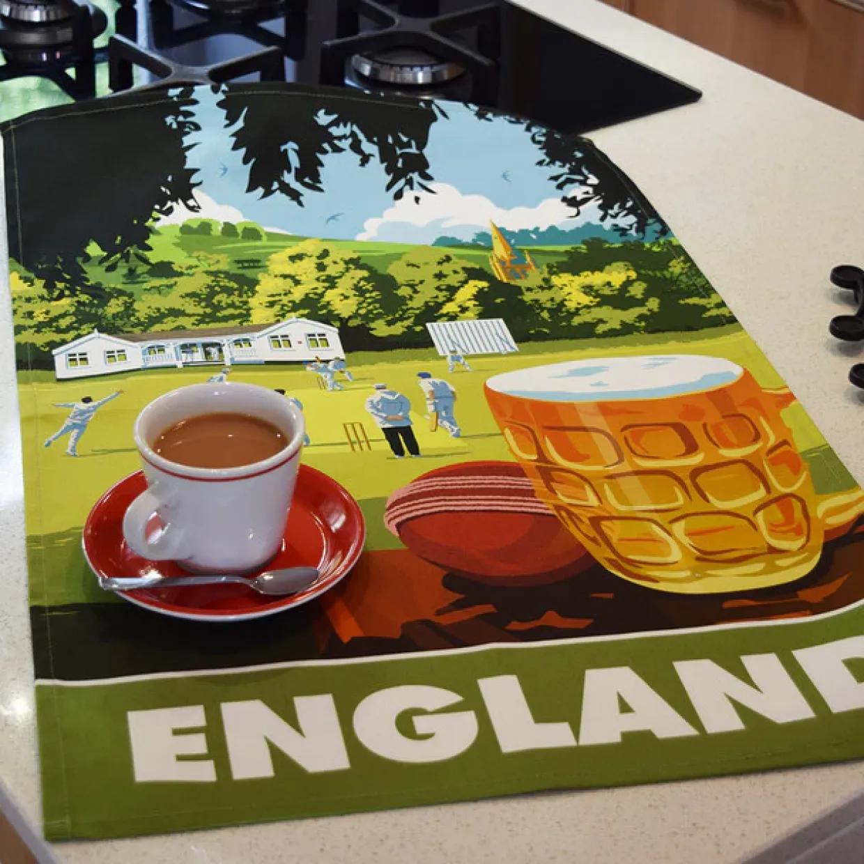 England Beer And Cricket Tea Towel