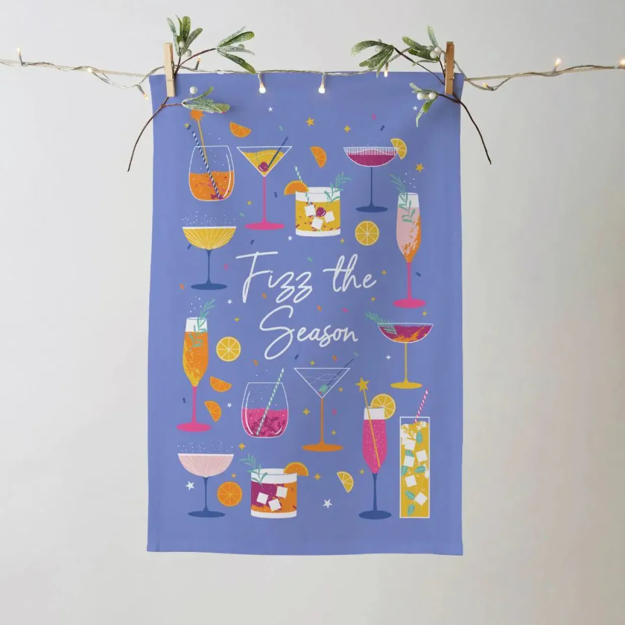 Fizz The Season Recycled Cotton Blend Tea Towel