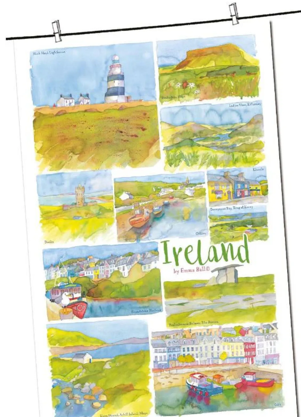 Ireland By Emma Ball Tea Towel