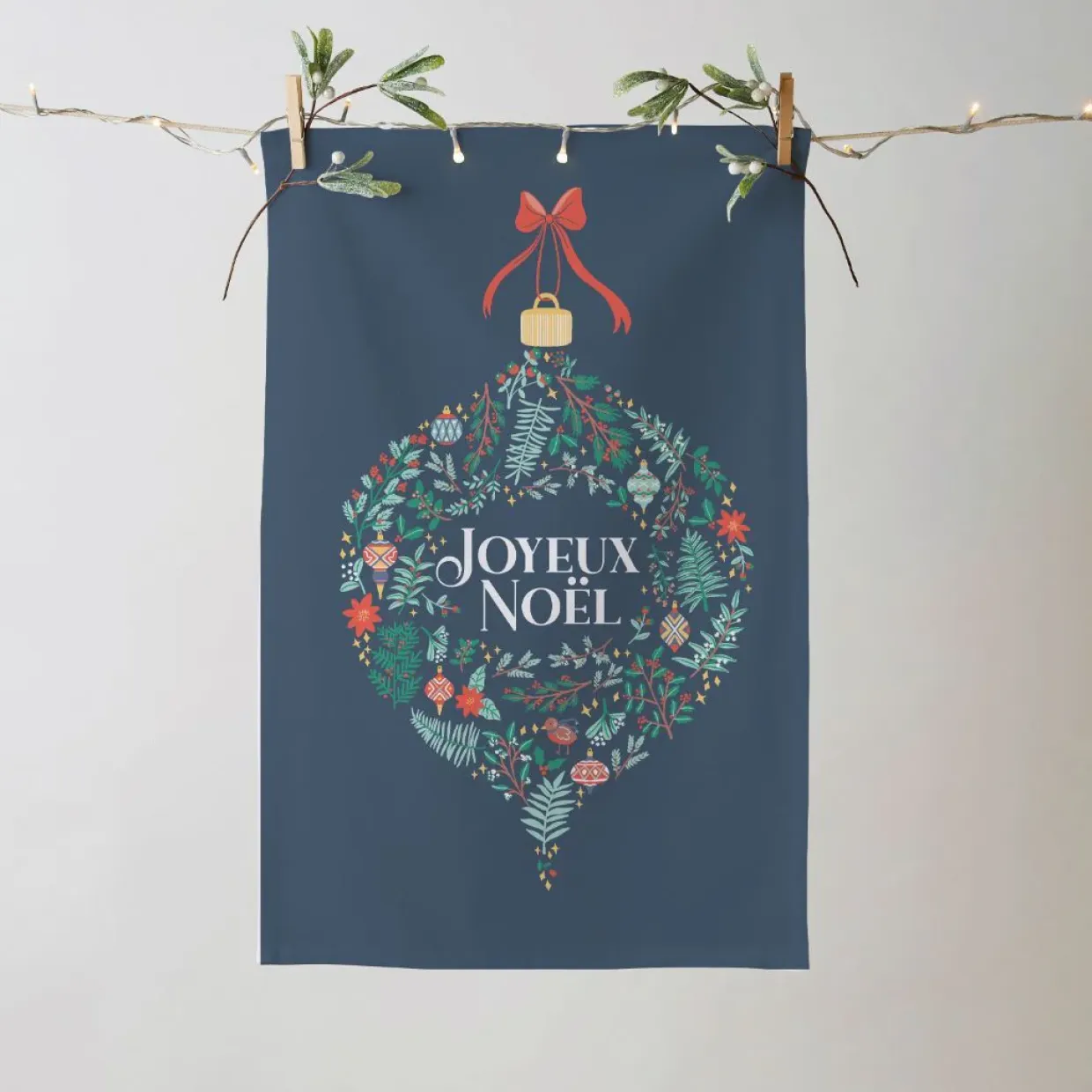 Joyeux Noel Recycled Cotton Blend Tea Towel