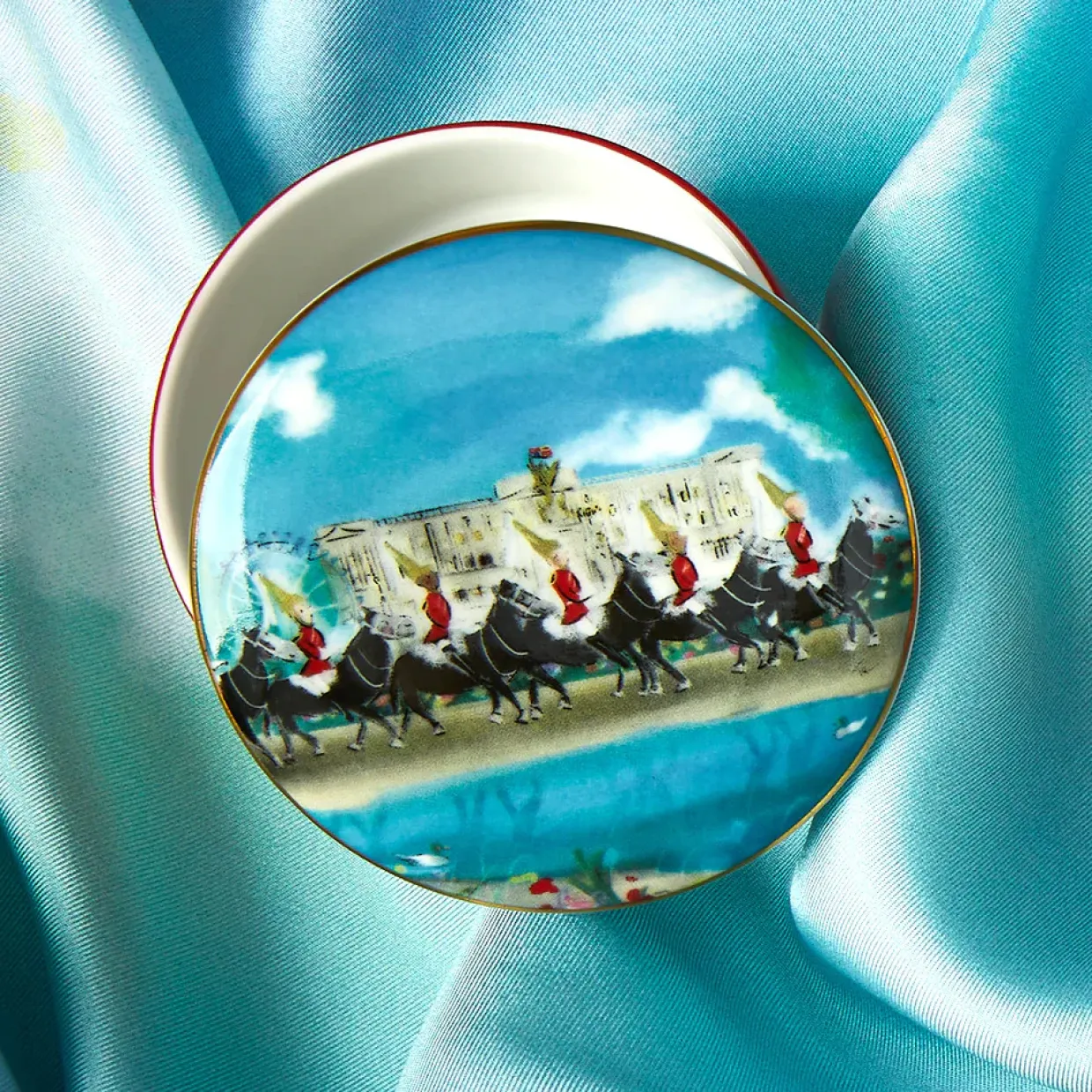 Life Guards On Parade Bone China Round Trinket Box