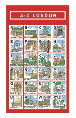 London A-Z Cotton Tea Towel