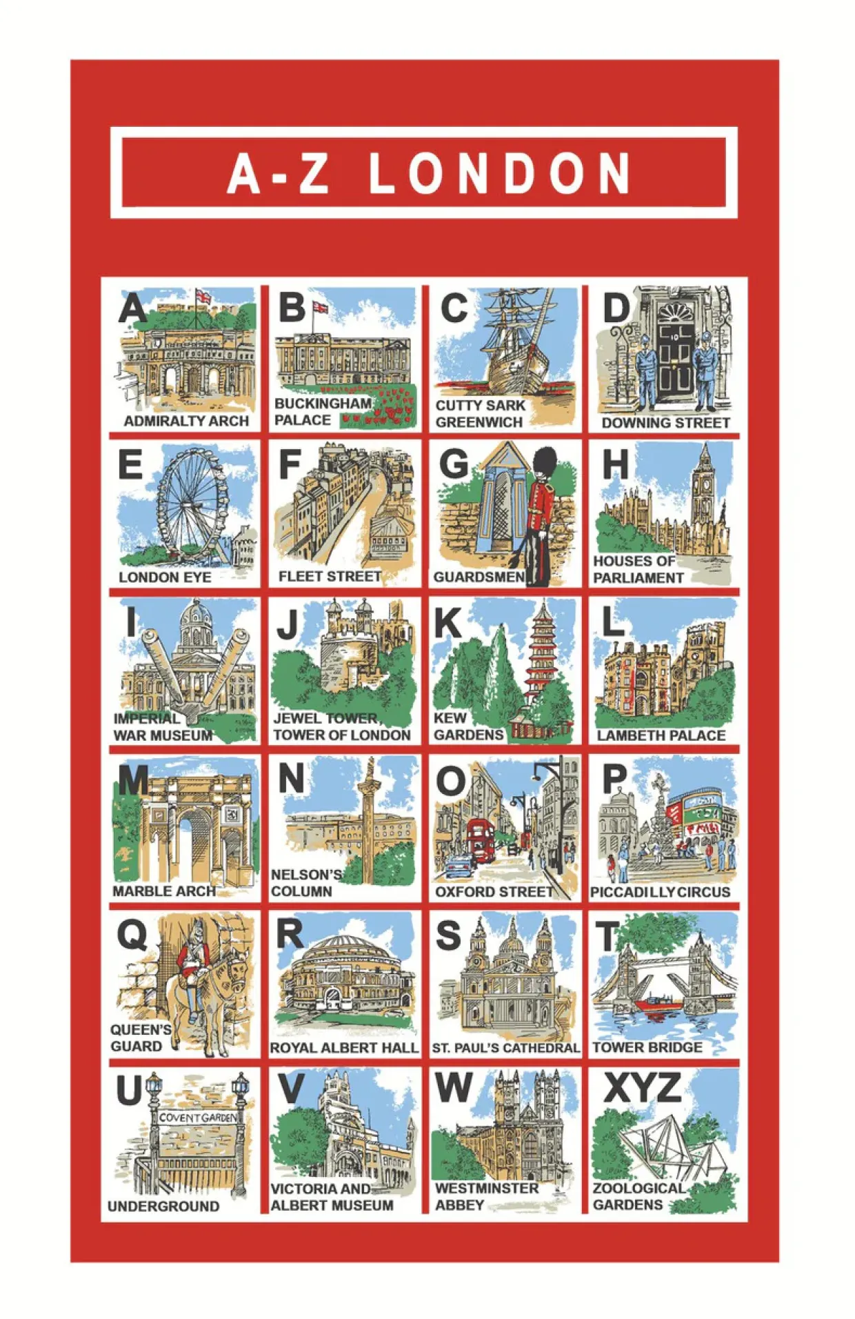 London A-Z Cotton Tea Towel