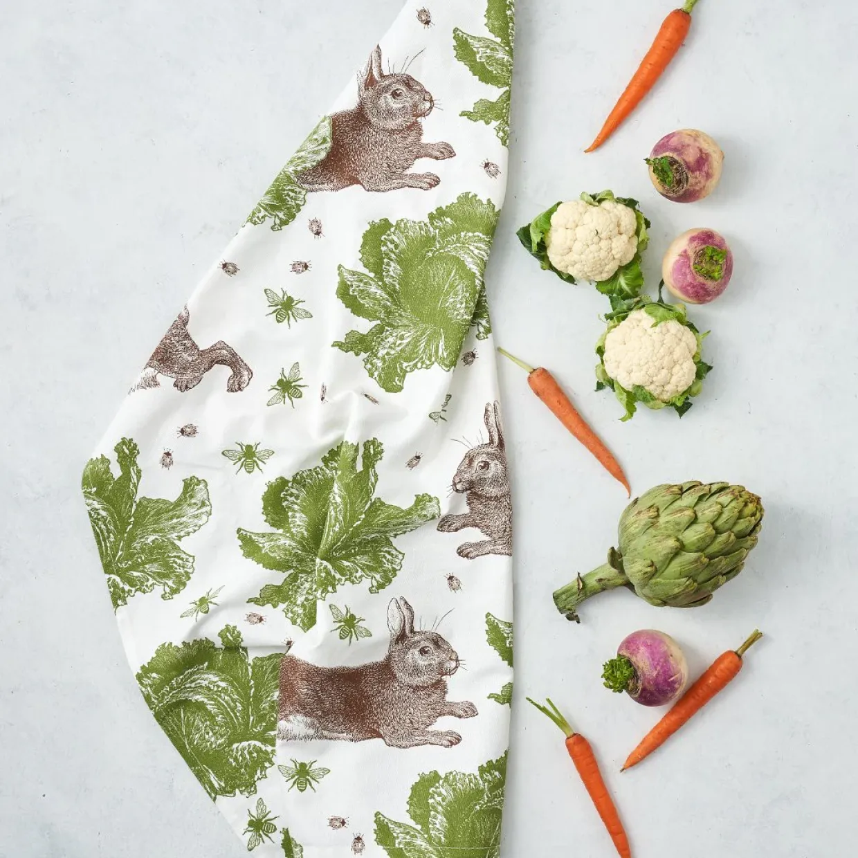 Rabbit & Cabbage Tea Towel