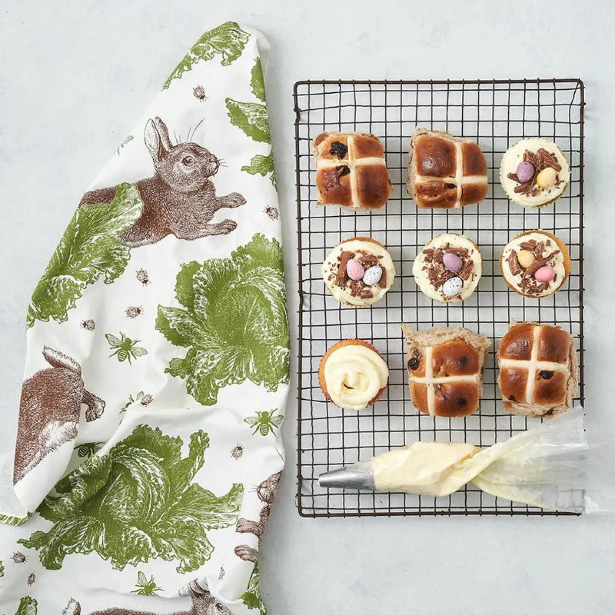 Rabbit & Cabbage Tea Towel