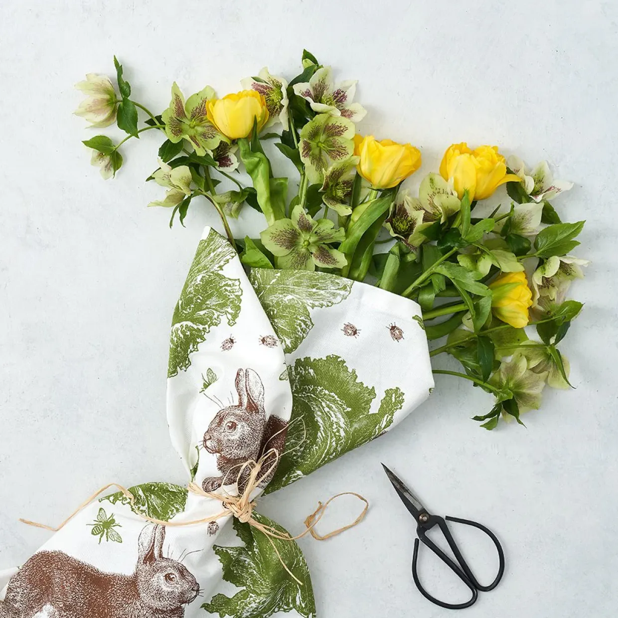 Rabbit & Cabbage Tea Towel