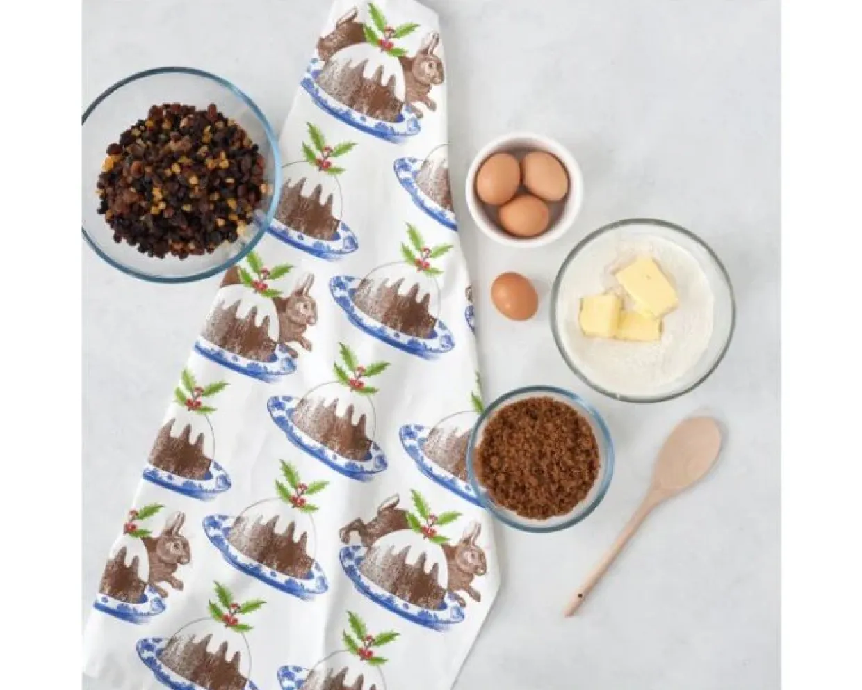 Rabbit & Pudding Tea Towel