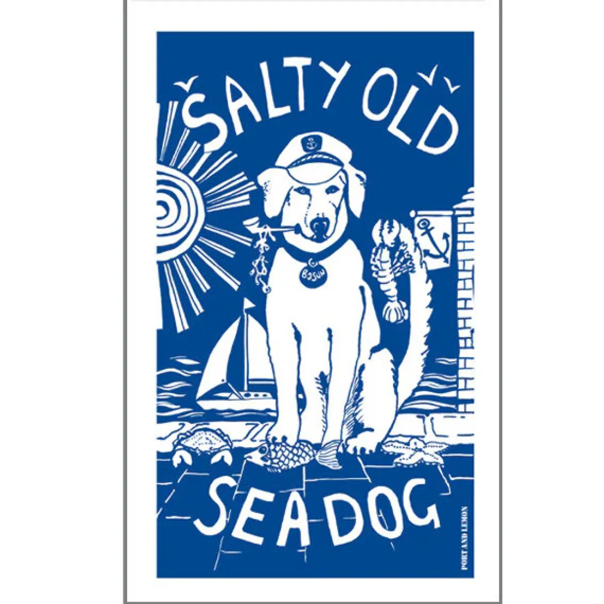 Salty Sea Dog 100% Cotton Tea Towel