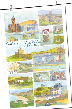 South And Mid-Wales By Emma Ball Tea Towel