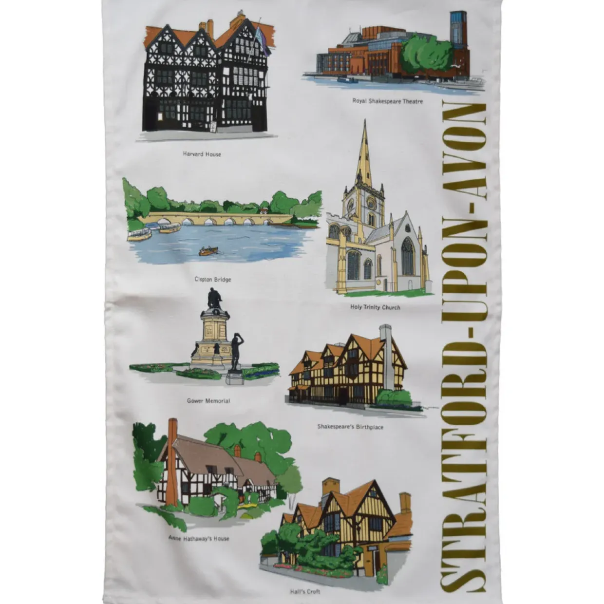 Stratford-Upon-Avon Landmarks Tea Towel
