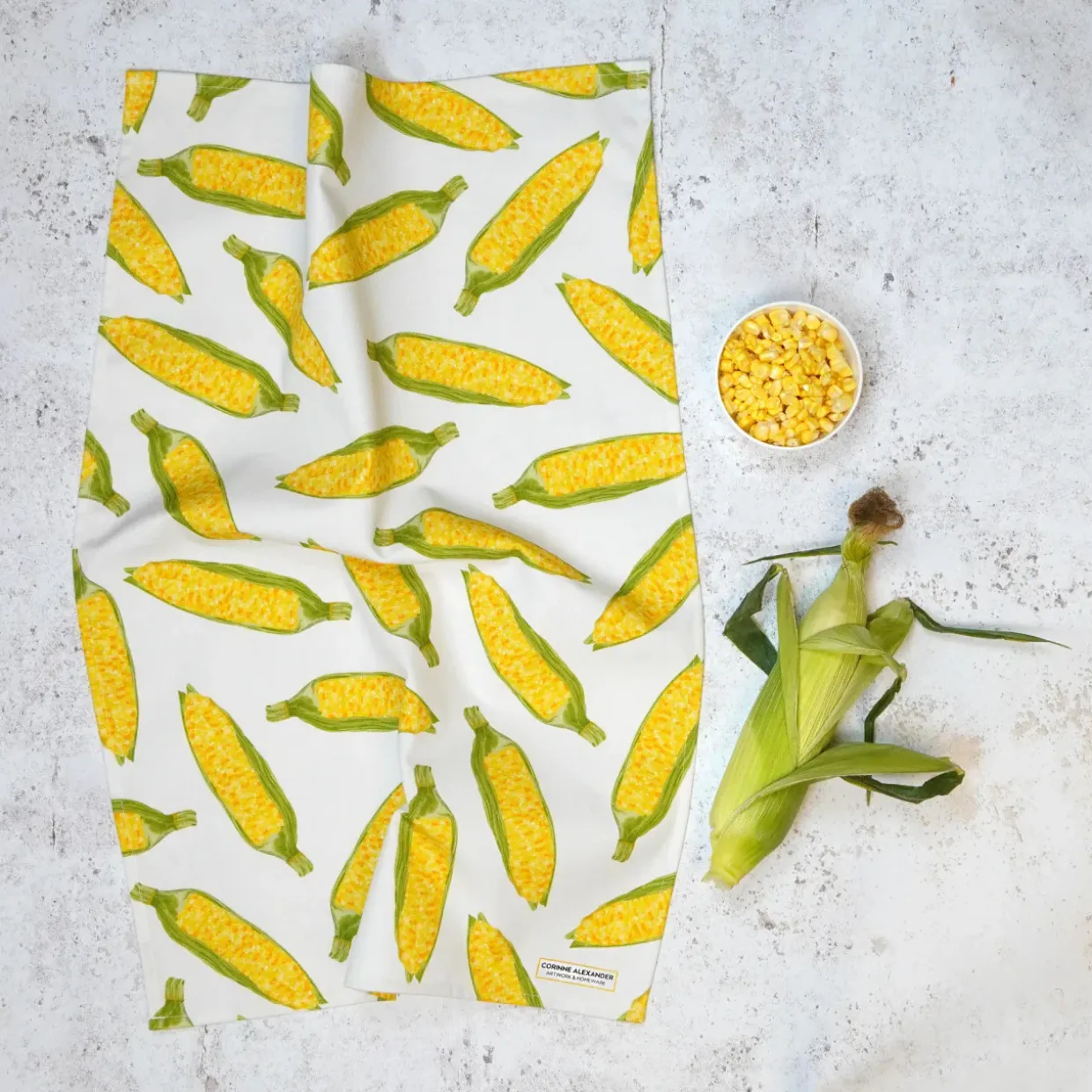 Sweetcorn Tea Towel By Corinne Alexander