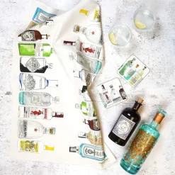 Ten Gin Bottles Tea Towel By Corinne Alexander