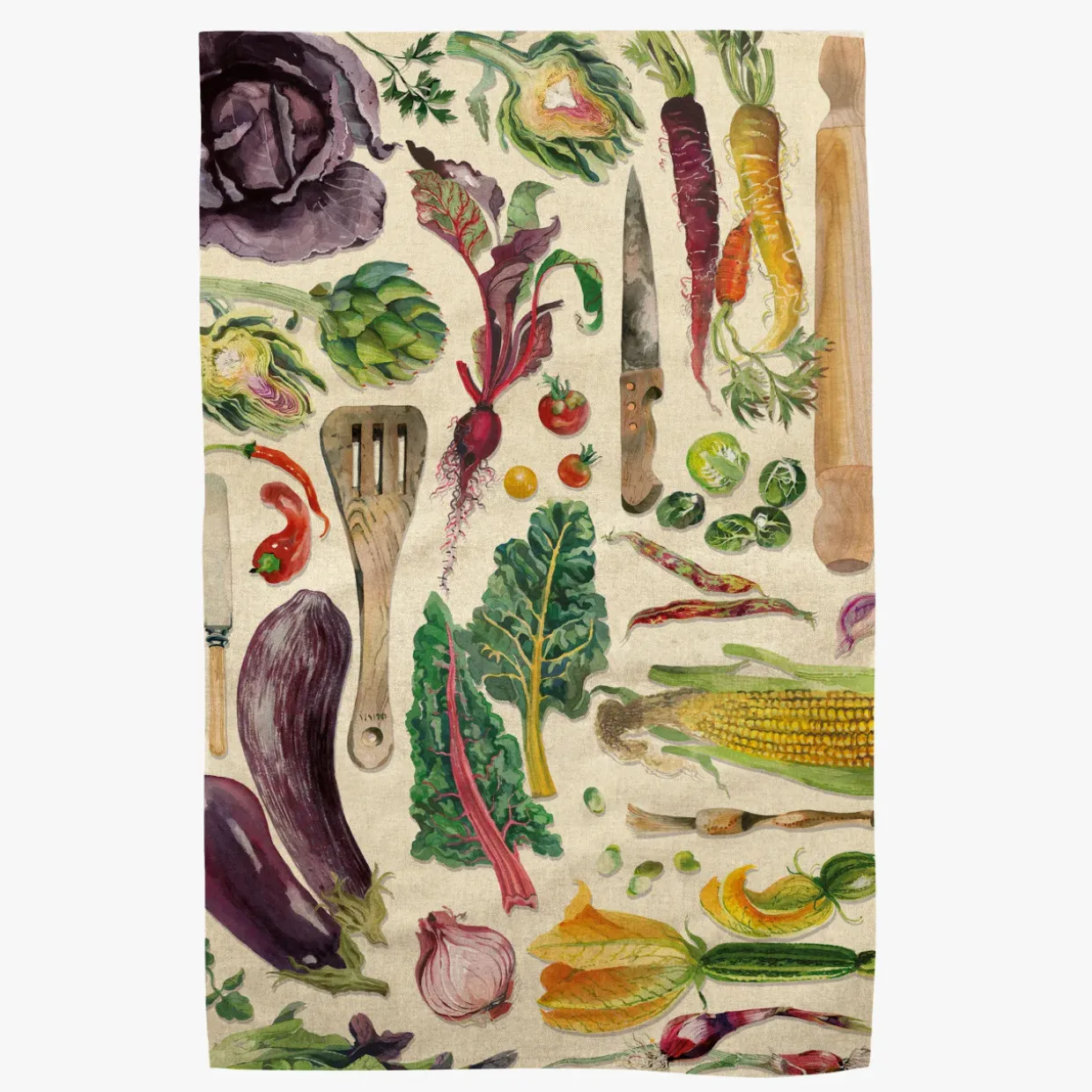 Vegetable Garden Linen Blend Tea Towel