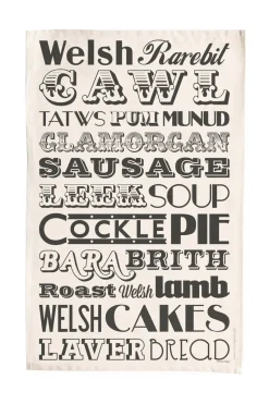 Welsh Dinner Tea Towel - Charcoal