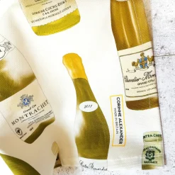 White Burgundy Tea Towel By Corinne Alexander